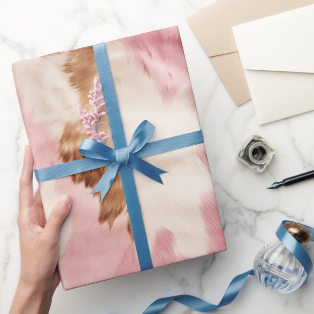 Pink Cream White Animal Wrapping Paper (Gifting)