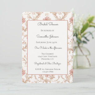 Pink Cream White Floral Bridal Shower Invitation