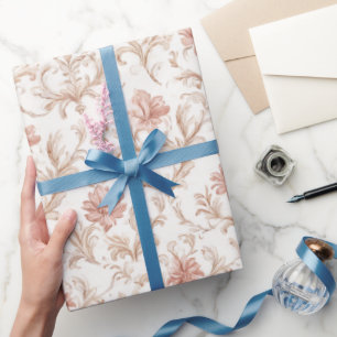 Pink Cream White Floral Bridal Shower Wrapping Paper