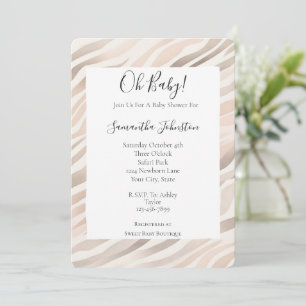 Pink Cream Zebra Animal Print Baby Shower Invitation