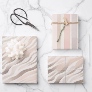 Pink Cream Zebra Animal Print Birthday Wrapping Paper Sheet