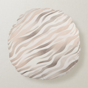 Pink Cream Zebra Animal Print   Round Cushion