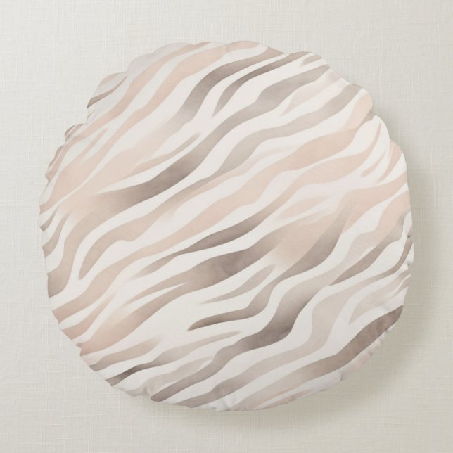 Pink Cream Zebra Animal Print   Round Cushion (Front)