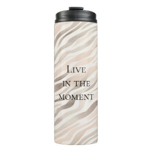 Pink Cream Zebra Animal Print Thermal Tumbler