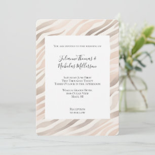 Pink Cream Zebra Animal Print Wedding Invitation