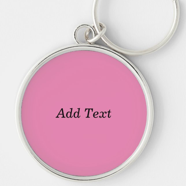 Pink Create Your Own Add Text Template Key Ring (Front)