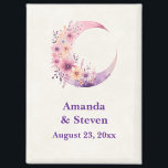 Pink Crescent Moon Wedding Save the Date Magnet<br><div class="desc">Wedding save the date magnet with a lovely illustration featuring a soft pink and purple crescent moon. Pretty pink and yellow wildflowers adorn this celestial body.</div>
