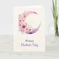 Pink Crescent Moon with Flowers Mother's Day