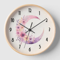 Pink Crescent Moon with Pretty Flowers