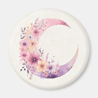 Pink Crescent Moon with Pretty Flowers