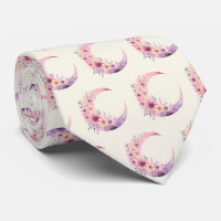 Pink Crescent Moon with Pretty Flowers Pattern