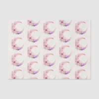 Pink Crescent Moon with Pretty Flowers Pattern