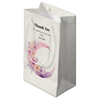Pink Crescent Moon with Pretty Flowers Thank You