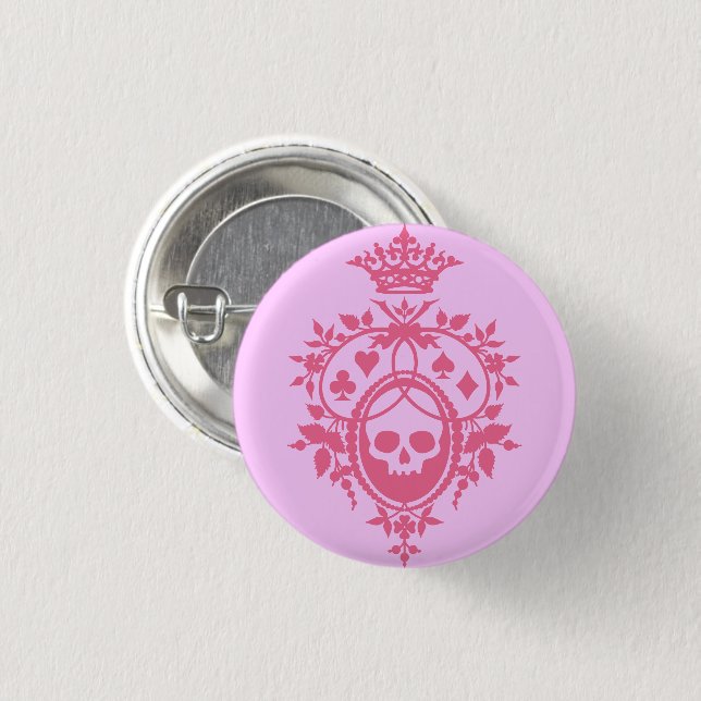 Pink Crest with Skull and Cardsuits Button (Front & Back)