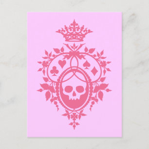 Pink Crest with Skull and Cardsuits Postcard