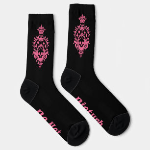 Pink Crest with Skull and Cardsuits Socks