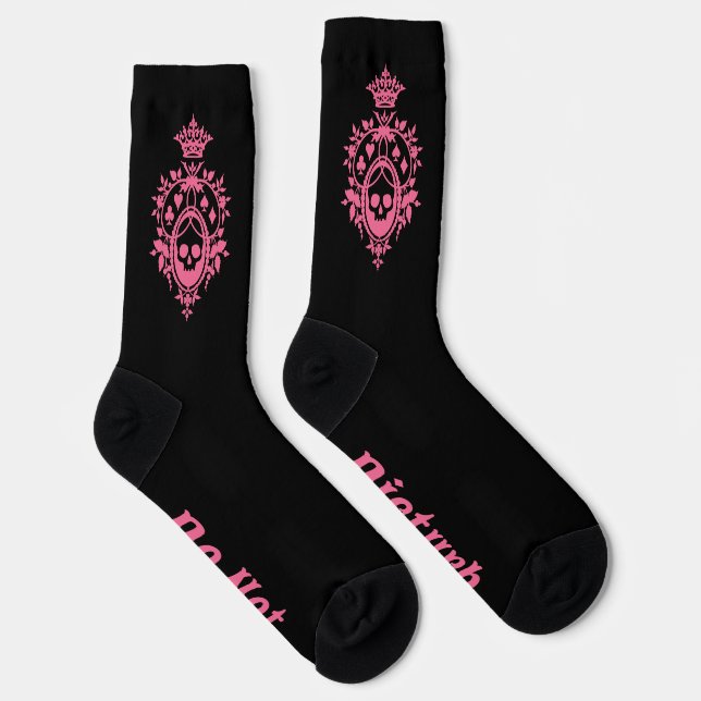Pink Crest with Skull and Cardsuits Socks (Right)