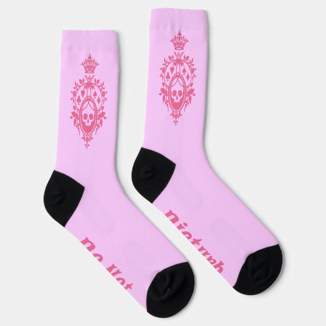 Pink Crest with Skull and Cardsuits Socks (Right)