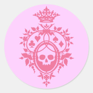 Pink Crest with Skull and Cardsuits Stickers