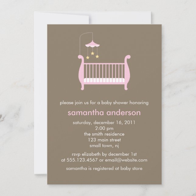 Pink Crib Girl Baby Shower Invitation (Front)