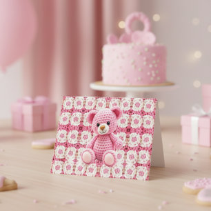 Pink Crochet Bear   Baby Shower Thank You