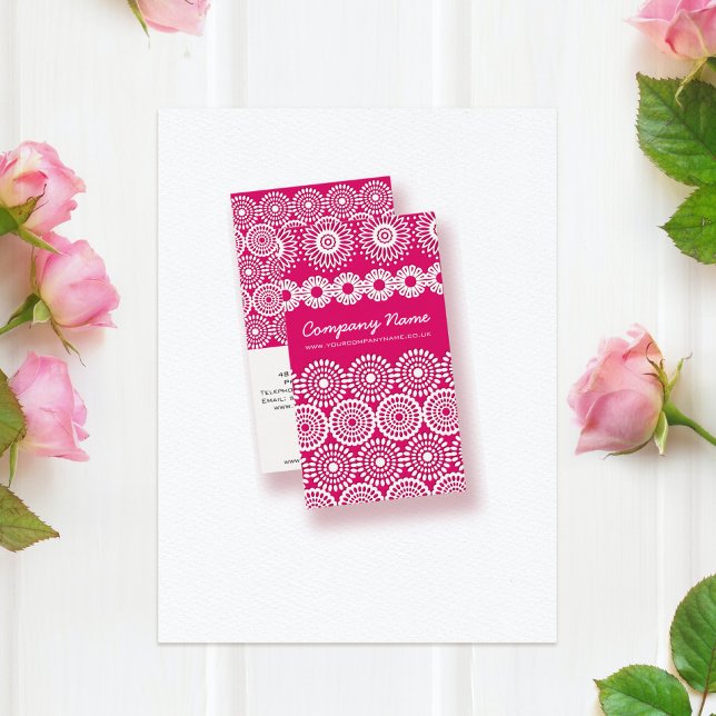 Pink Crochet Lace Flowers Business Card (Creator Uploaded)