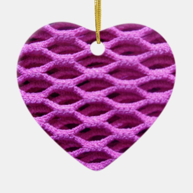 Pink Crochet Look Ceramic Tree Decoration (Front)