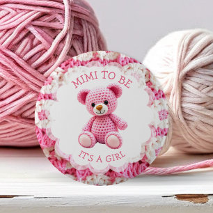 Pink Crocheted Teddy Bear Mimi to Be 6 Cm Round Badge