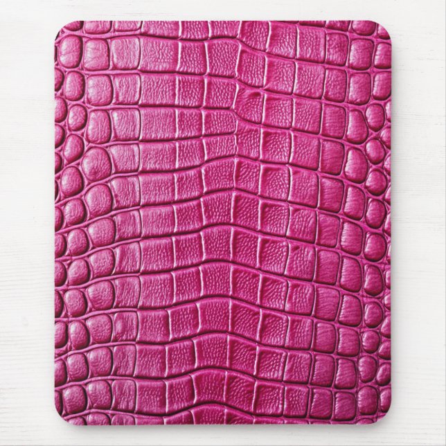 Pink Crocodile Alligator Skin Faux Leather Print Mouse Mat (Front)