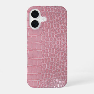 Pink Crocodile Leather Aesthetic iPhone 16 Case
