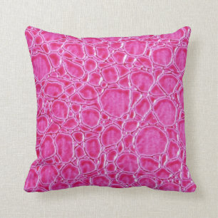Pink crocodile leather look pillow