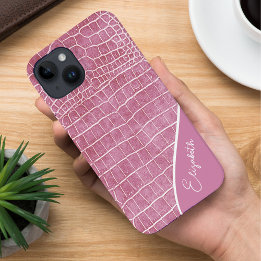 Pink Crocodile Personalised iPhone 14 Case