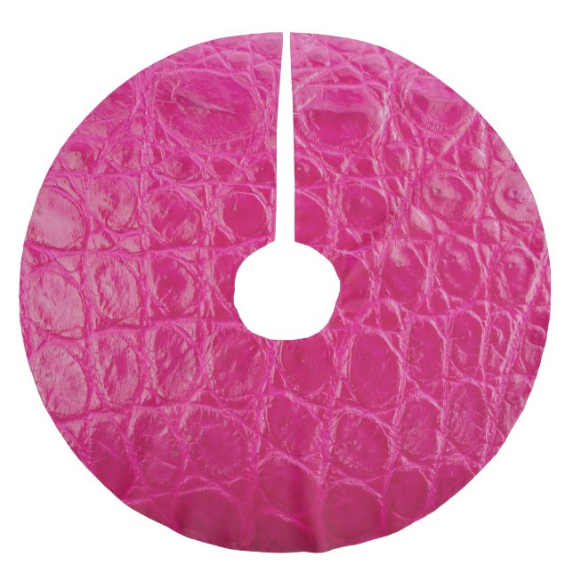 Pink crocodile skin, leather texture brushed polyester tree skirt (Front)