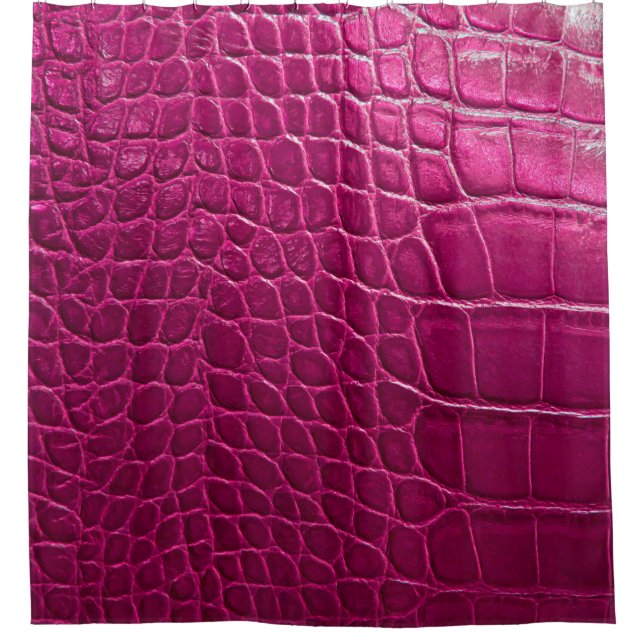 Pink crocodile skin texture shower curtain (Front)