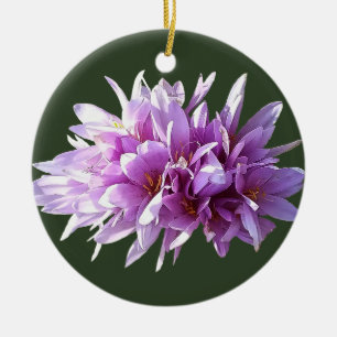 Pink Crocus Flowers Ceramic Tree Decoration