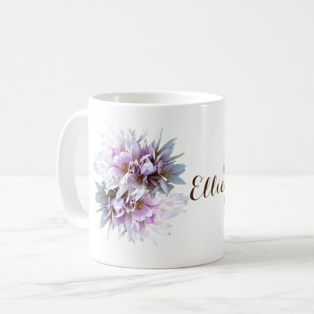 Pink Crocus Flowers Custom Coffee Mug (Front Left)