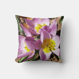 Pink Crocuses Spring Floral Cushion