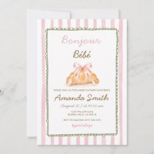 Pink Croissant Baby Shower French Bakery Coquette Invitation