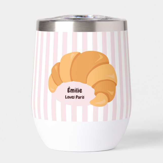Pink Croissant Water Bottle (Front)