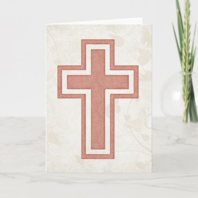 Pink Cross 3 Blank Christian Greeting Card (Front)