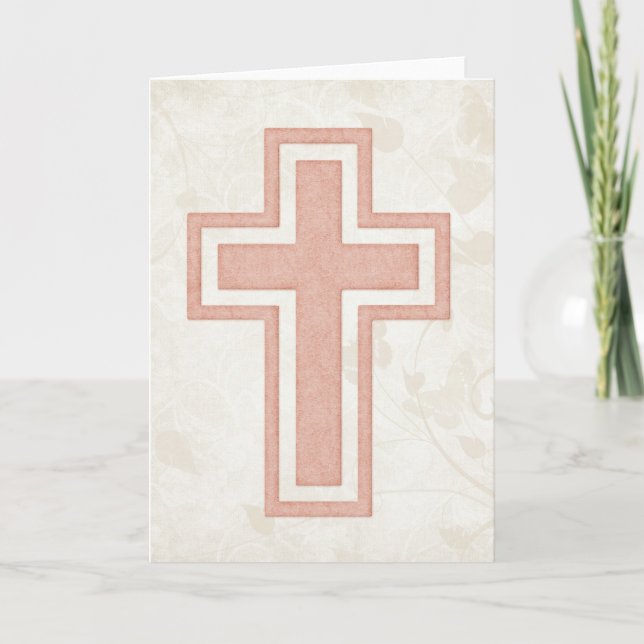 Pink Cross 4 Blank Christian Greeting Card (Front)