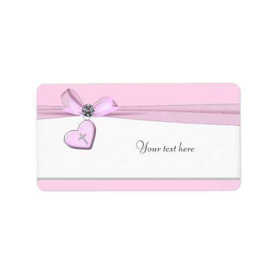 Pink Cross Baptism First Communion Address Address Label