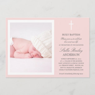 PINK CROSS BAPTISM INVITATIONS