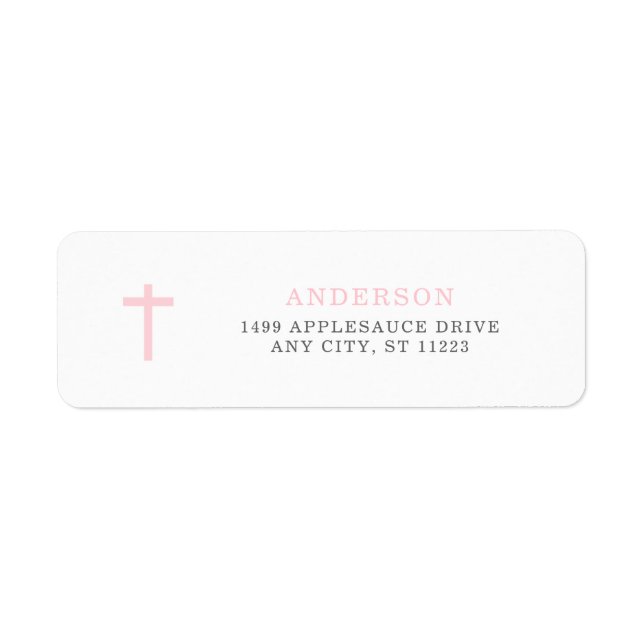 Pink cross baptism return address (Front)