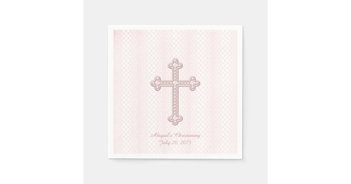 Pink Cross Christening Napkin Zazzle