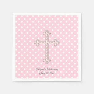 Pink Cross Christening Napkin