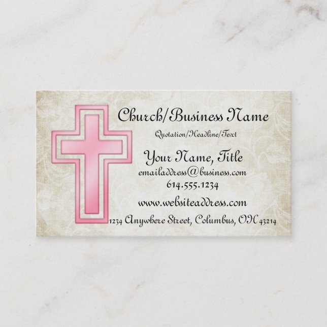 Pink Cross Christian Religious Business Cards 2 (Front)
