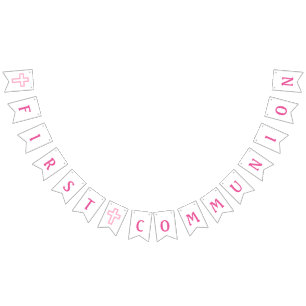 Pink Cross First Communion Banner