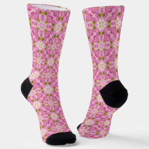 pink cross flower socks