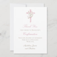 pink cross Holy Spirit thank you card